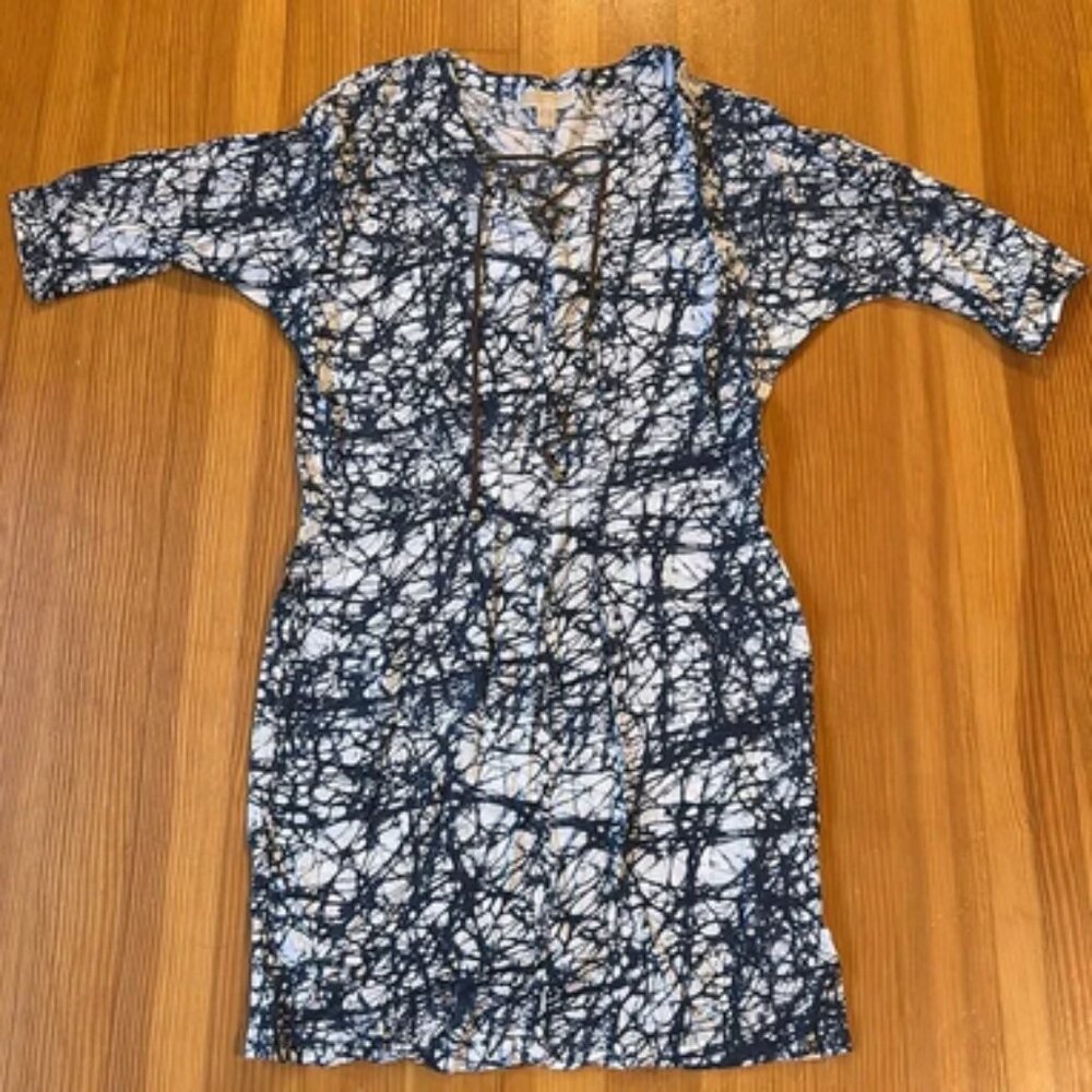 Women’s MICHAEL Michael Kors blue and white tie dye lace up dress size medium